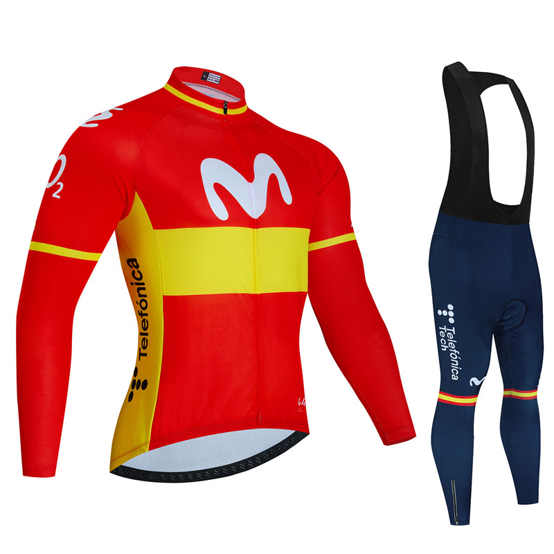 Cycling Gear Brands - Испания Movistar осенний комплект велосипедного трикотажа