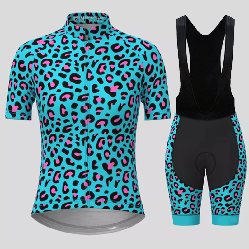 Cycling Gear Brands - Мужской дышащий велосипедный костюм, синий Леопардовый